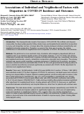 Cover page: Associations of Individual and Neighborhood Factors with Disparities in COVID-19 Incidence and Outcomes