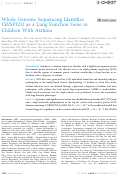Cover page: Whole Genome Sequencing Identifies CRISPLD2 as a Lung Function Gene in Children With Asthma